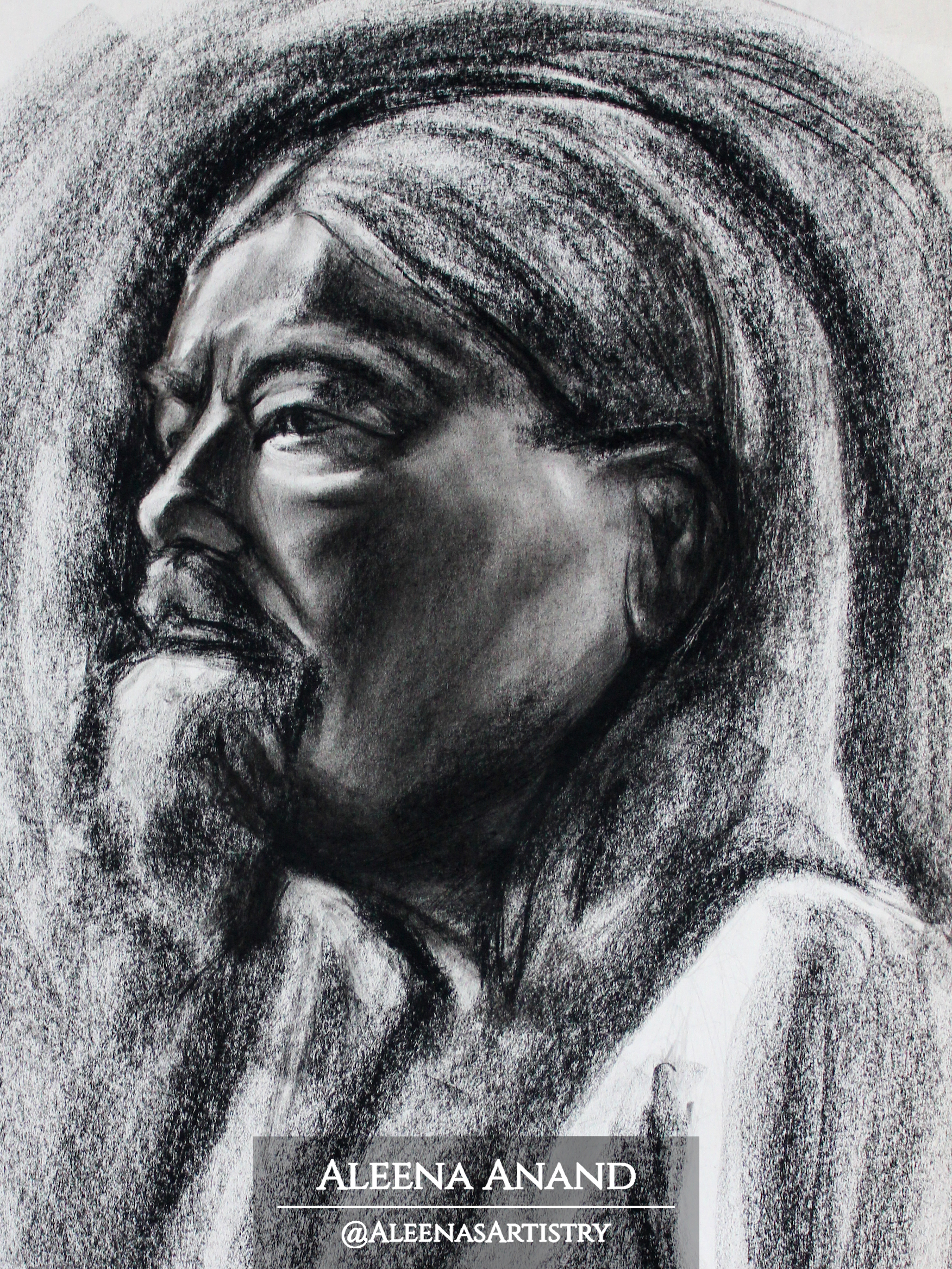 “A Moment in Time” (18 x 24 inches, Charcoal Figure Drawing on Paper)