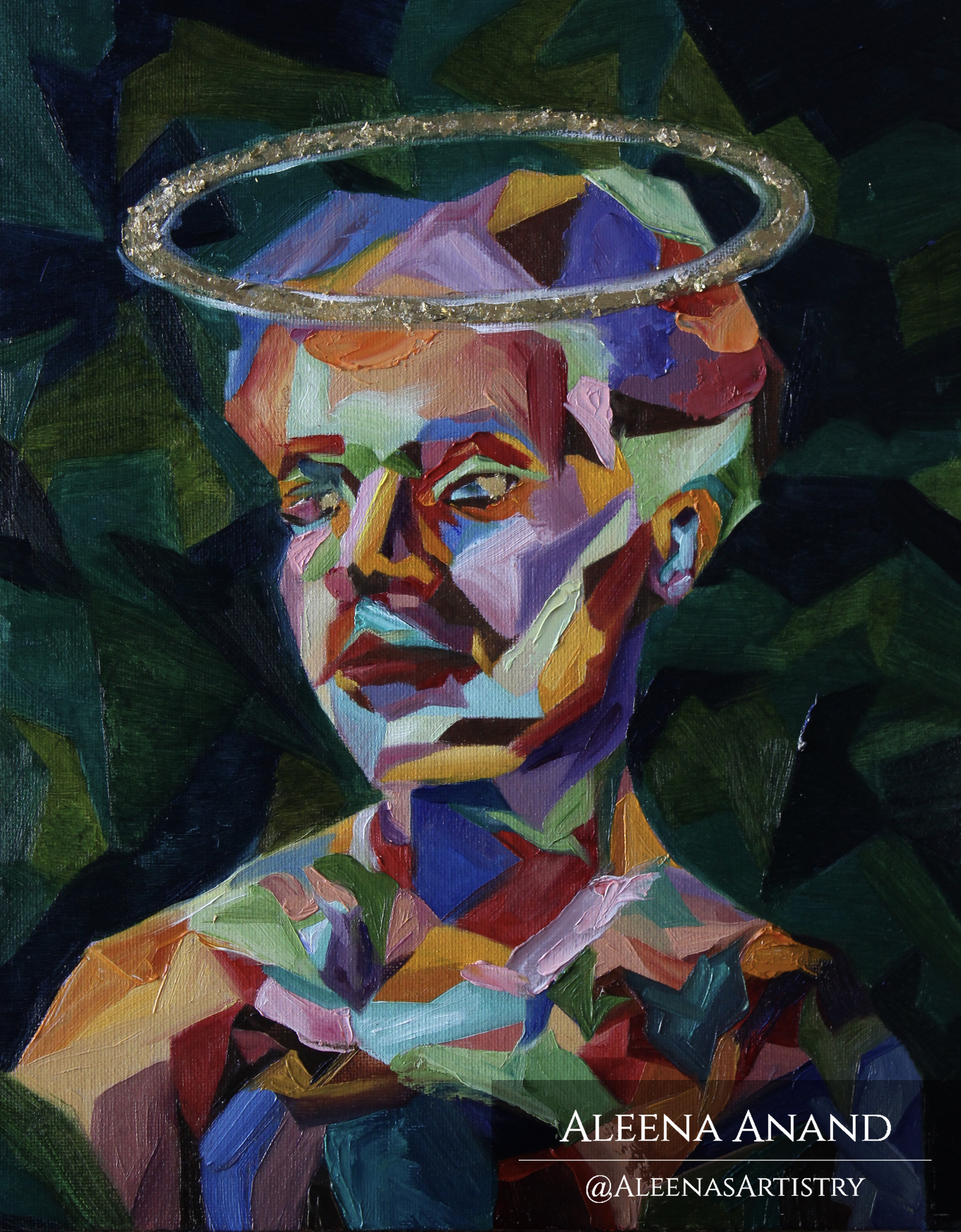 “Paradise” (11 x 14 inches, Oil & Gold Foil on Canvas)